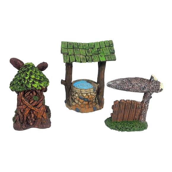 Vtg Fairy Garden Lot Mini Furniture Swing Windmill Well Fence Accessories 20pc - Picture 4 of 13